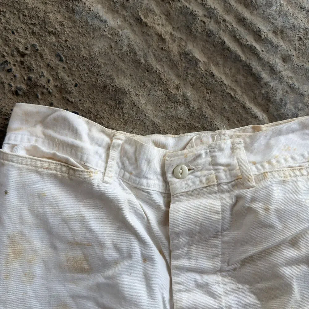 True Vintage US Navy Pants Mens 28 x 28 White Wide Leg Trousers 60s 70s Vietnam